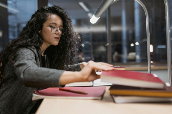 Teacher working on course outline